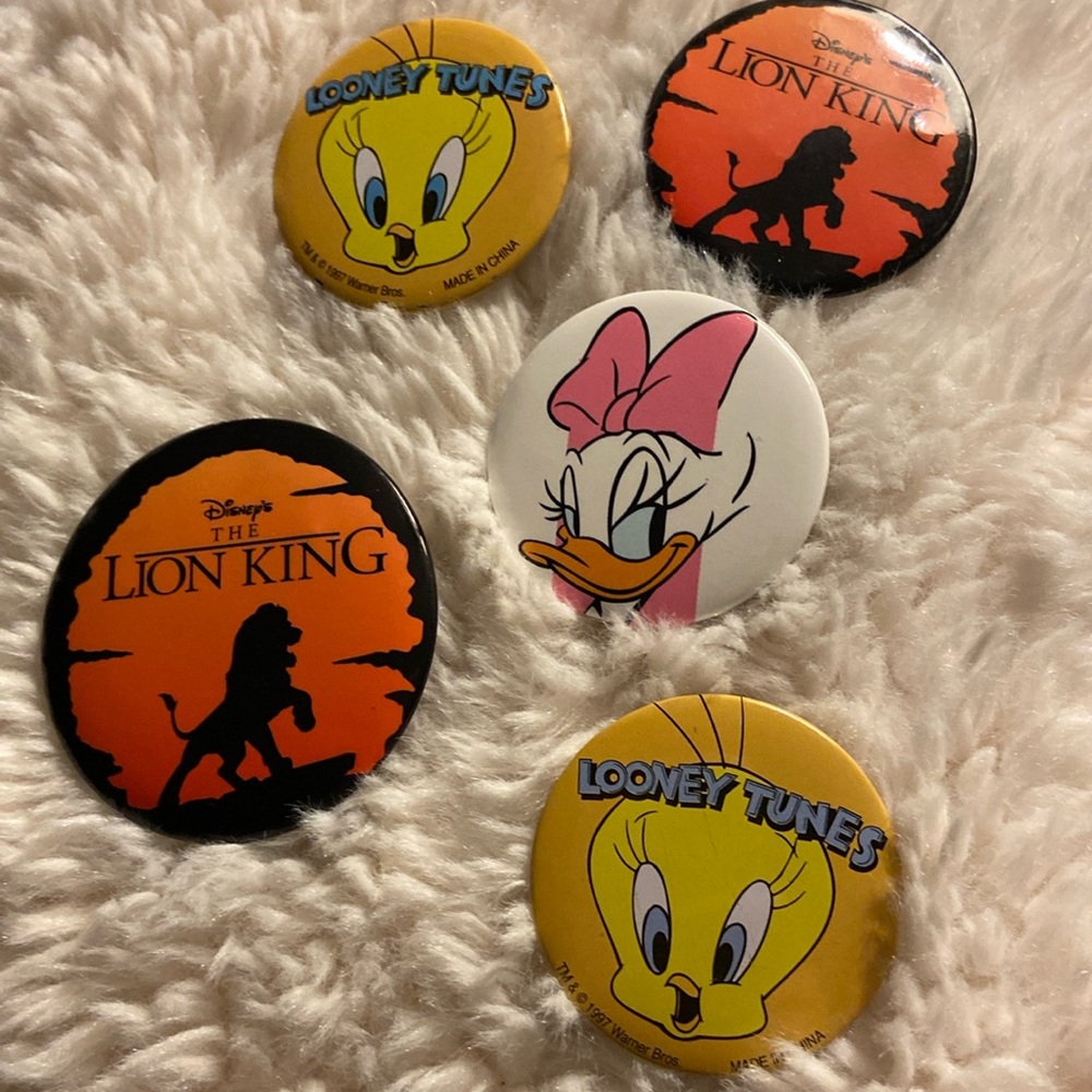 Vintage Disney and Warner Bros Button Pins
